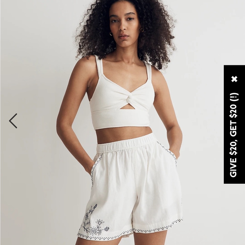 Madewell Embroidered boxing shorts linen-blend. Brand new. Tags on.